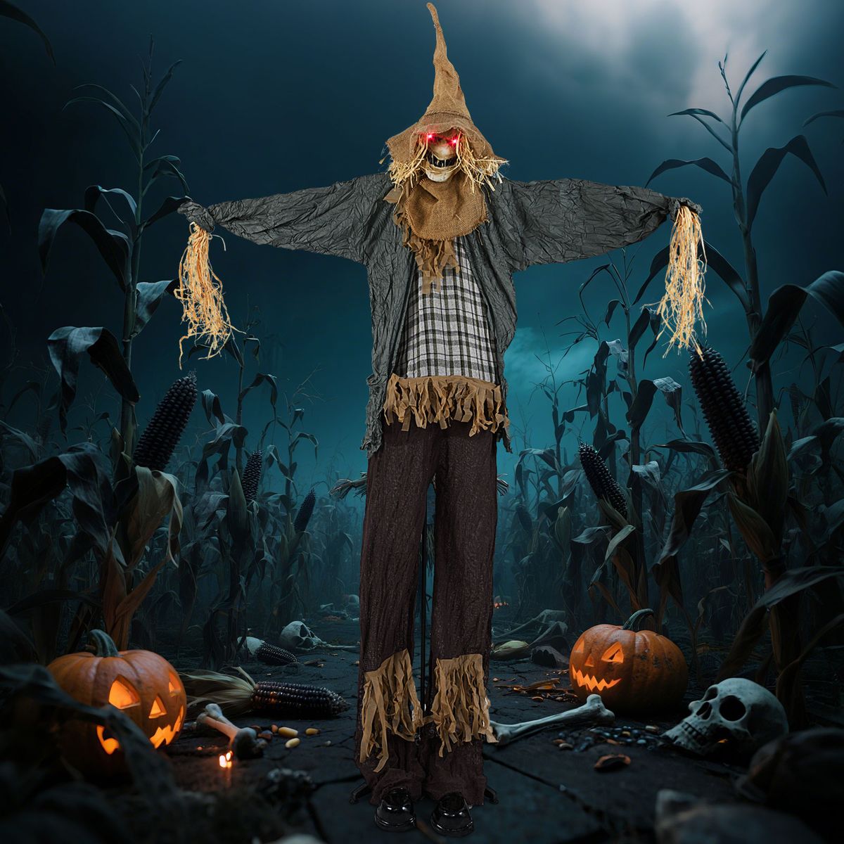 Coast Halloween-Vogelscheuche – animiert – geräuschgesteuert – leuchtende Augen – 213 cm