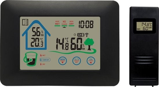 Denver WS-520 - Wetterstation - Innen und Außen - Misst Temperatur - Luftfeuchtigkeit - Schwarz