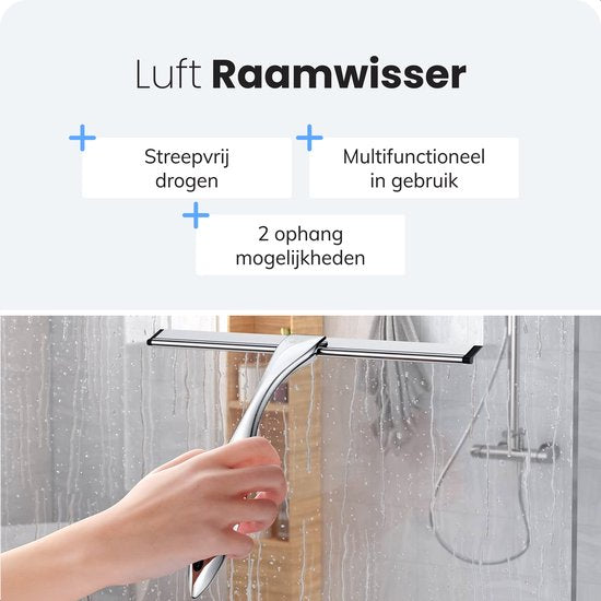 Bodenwischer Bad - inkl. selbstklebendem Haken - Einfache Lagerung - Keine Streifen - Duschwischer - Fensterwischer - Luft