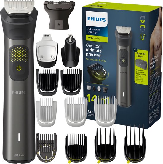 Philips Series 7000 MG7940/75 – All-in-One-Trimmer – 15-in-1 – Gesicht, Haare & Körper – Silber