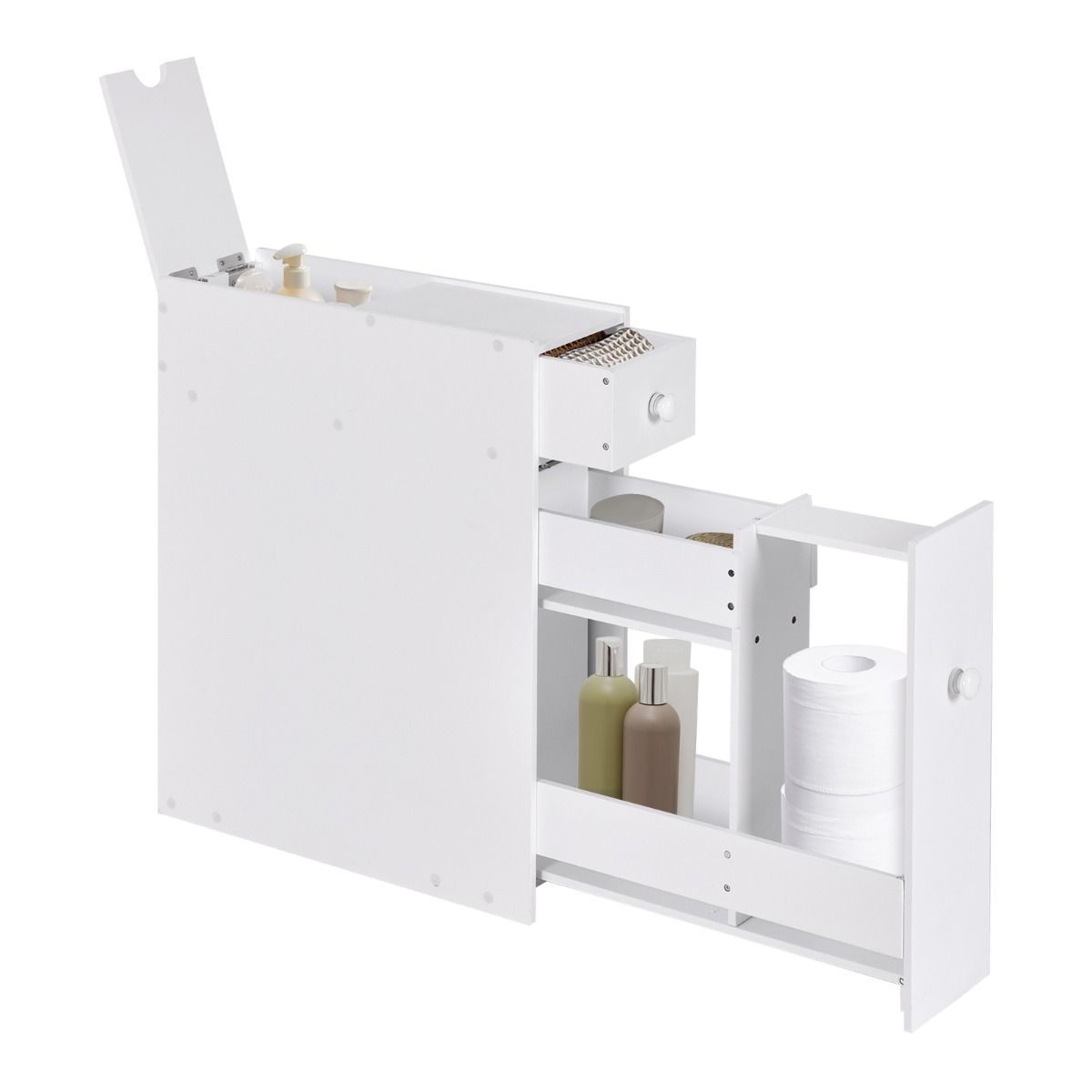 Coast Badezimmerschrank platzsparend - mit Schublade - 48 x 16 x 58 cm - Weiß