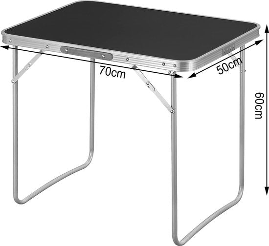 Klapptisch - Tragbarer Schreibtisch - Kompaktes Gestell - Klappbare Oberfläche - Reise-Arbeitsplatz - Leichte Platte - Einfach aufstellbare Platte - Schwarz - 70x60x50 cm