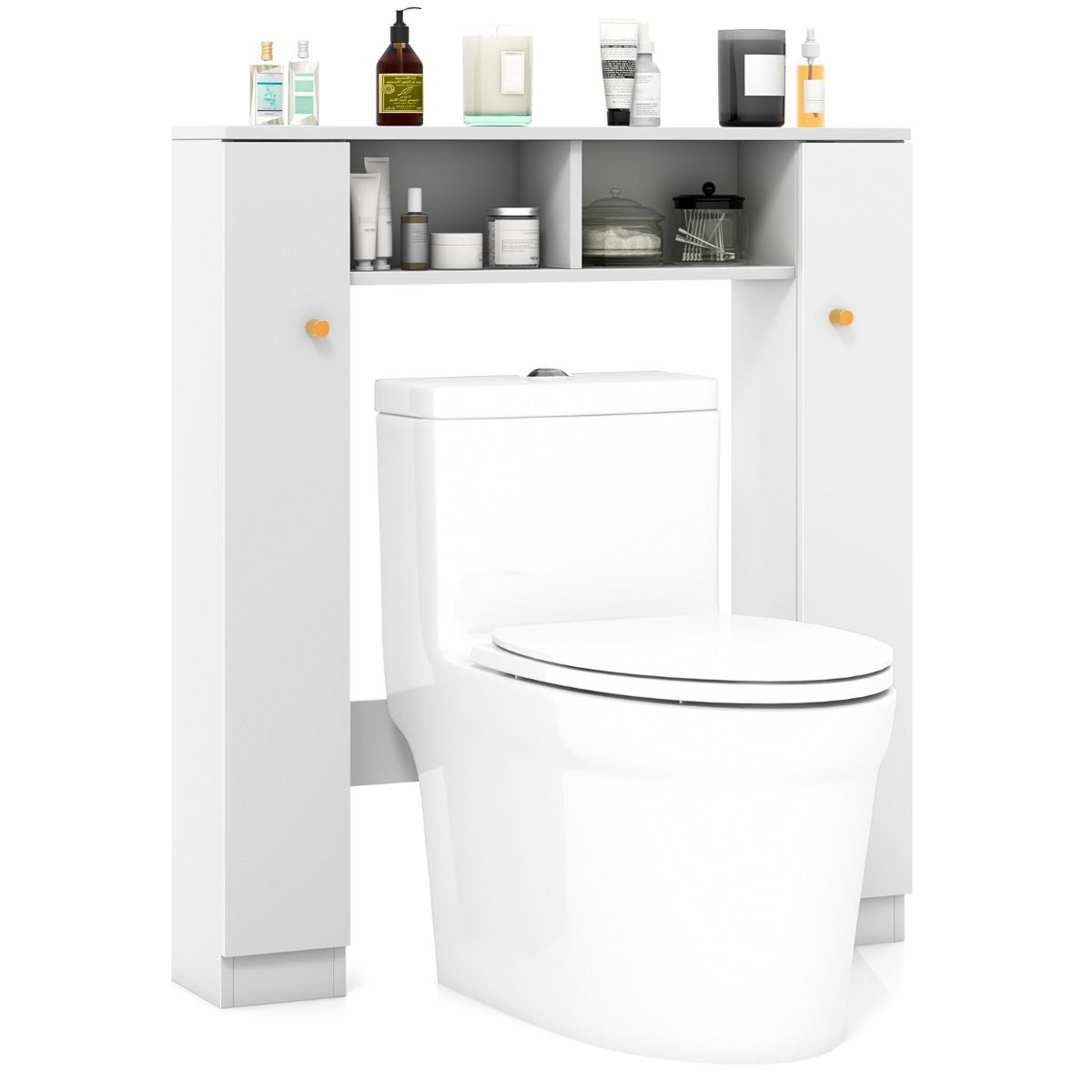 Coast Toilettenkabinett - 2 Türen - 2 offene Fächer - verstellbare Einlegeböden - 18 x 87,5 x 98 cm - Weiß