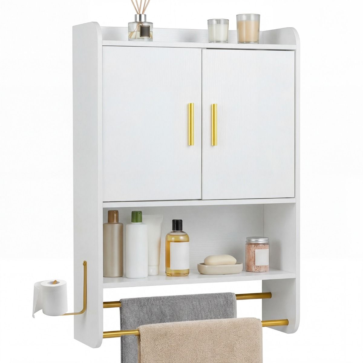 Coast Hängeschrank für das Badezimmer – zwei Türen – verstellbare Einlegeböden – schwarz/weiß – 55 x 20 x 80 cm