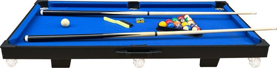 Cougar 3-in-1-Multispieltisch Mini Schwarz-Blau – Billardtisch – Push-Hockey – Tischtennis – Inklusive sämtlichem Zubehör