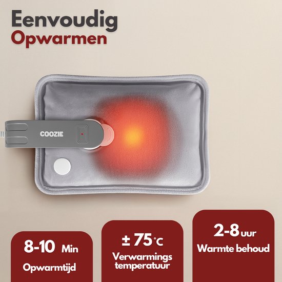 Coozie Elektrische Kanne - 1L - mit ThermoSoft-Hülle aus flauschigem Stoff - Wärmende weiche Heißwasserkanne - Heißwasserkanne - Grau