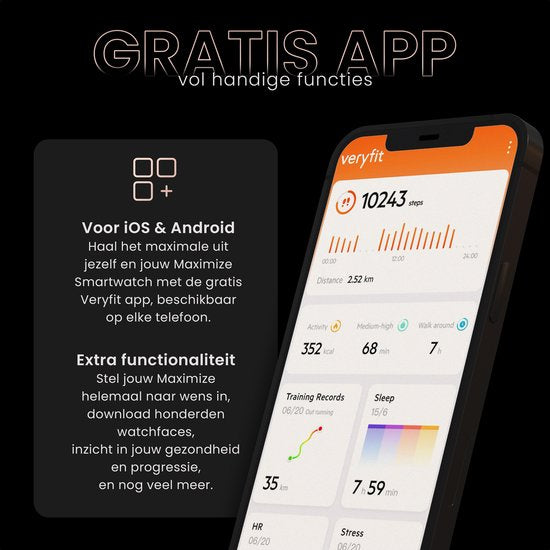 MAOO Maximize Smartwatch - Damen - Volle Klingelfunktion - Herzfrequenzmesser - Schrittzähler - Multisport - Für Android und iOS - Pink