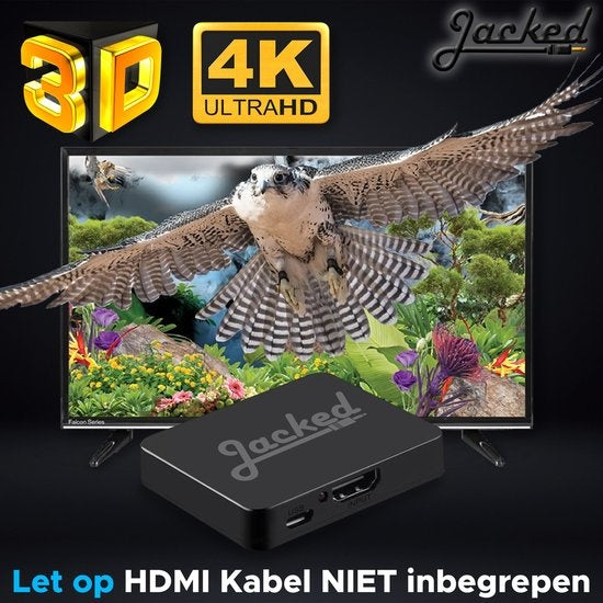 Jacked 2-Wege-HDMI-Splitter - Mit Buchse - HDMI-Umschalter 4K - Schwarz