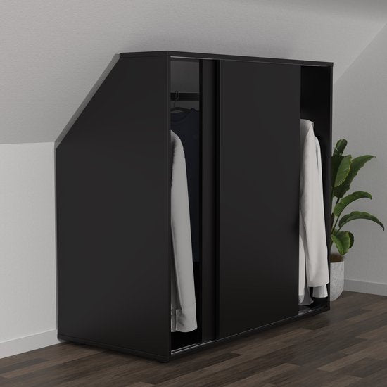 Kleiderschrank schräge Wand Dachgeschoss Schlafzimmer Schiebetüren - Kleiderstange - Lagerschrank geeignet für schräge Wände
