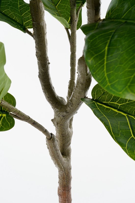 Mica Decorations Ficus Lyrata Kunstpflanze – Kunststoff-Zimmerpflanze im schwarzen Topf – wasser- und UV-beständig für drinnen und draußen – pflegefreie botanische Dekoration – H 150 x Ø 50 cm – grün