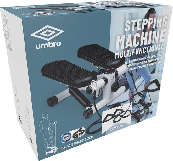 Umbro Stepper Fitness - Heimtrainer - Stepper mit Widerstandsbändern - Elektrische Anzeige - Schwarz/Weiß