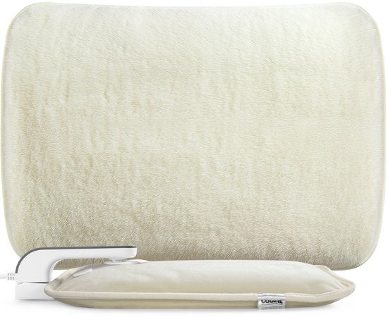 Coozie Elektrische Kanne XL - 1.65L - mit ThermoSoft Hülle aus Plüsch - Wärmende weiche Heißwasserkanne - Heißwasserkanne - Beige