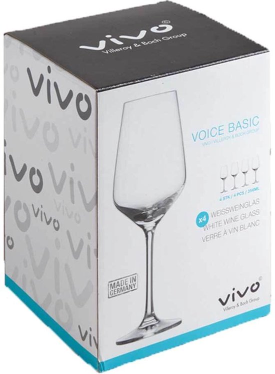 like. by Villeroy & Boch Group - Voice Basic, Weißweinglas-Set, 4-teilig, 356 ml, Kristallglas
