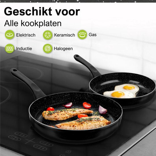 CeraFusion Keramikpfannen Set 3-teilig - Bratpfanne 20, 24 & 28 cm - Bratpfannen - Bratpfannenset - Induktionspfannen - Pfanne - PFAS frei