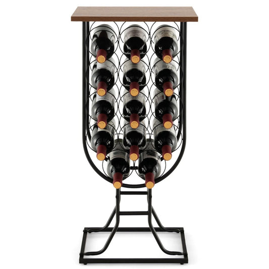 Servierwagen mit 14 Flaschenhaltern - 8 x 30 x 82 cm - Braun + Schwarz
