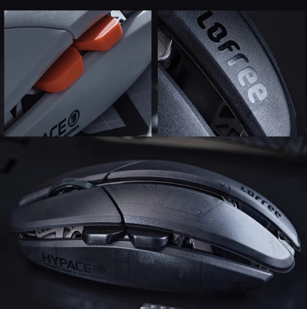 Lofree Hypace Bluetooth-Maus – Rahmen aus Magnesiumlegierung + PC-Gehäuse, Tri-Mode-Verbindung (Bluetooth / 2,4 GHz / kabelgebunden), PAW3950-Lasersensor, Hellgrau, OE923