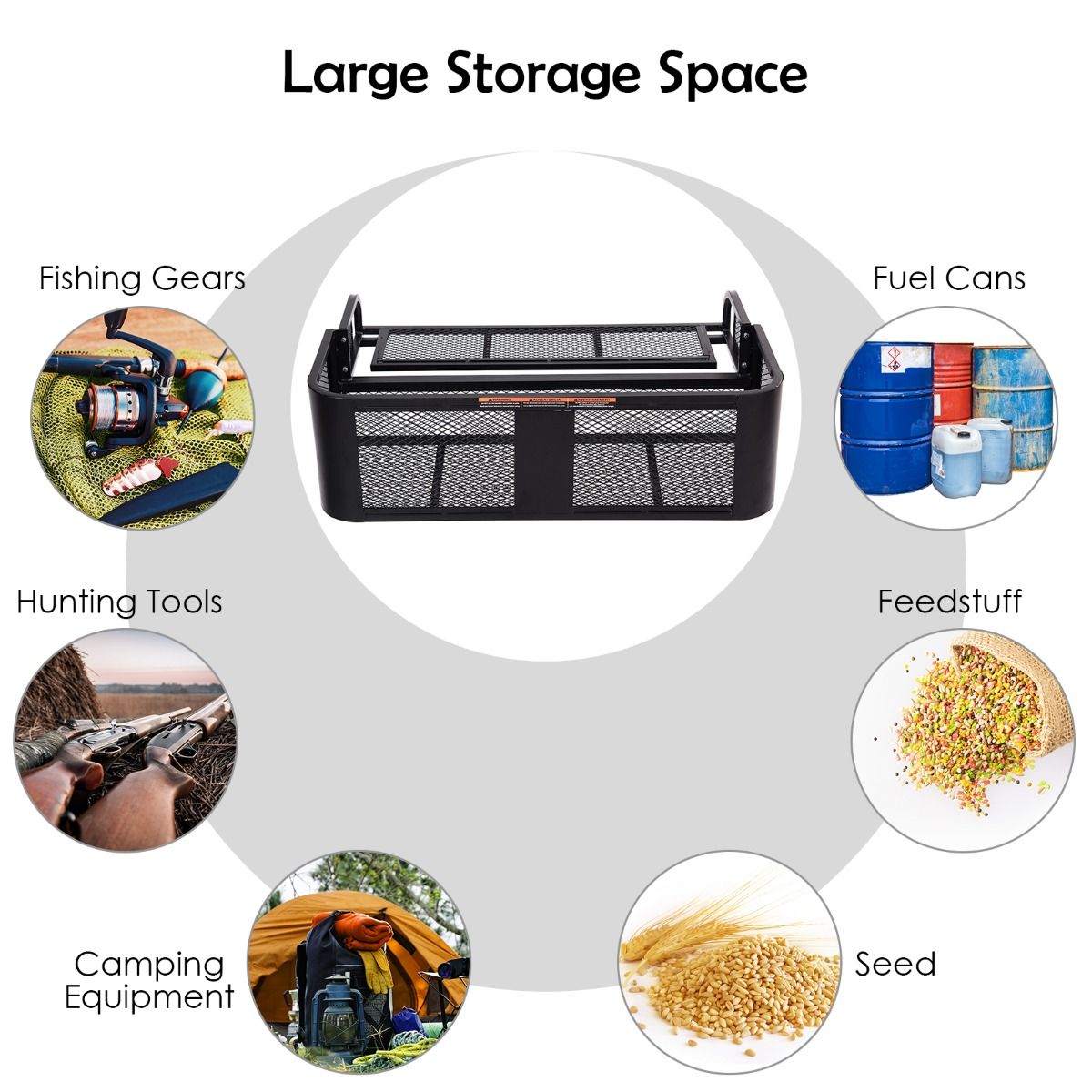 Coast Metall-Gepäckkorb für ATVs mit Mesh-Design - großer Stauraum auf 2 Ebenen - 104 x 67 x 31,5 cm - Schwarz