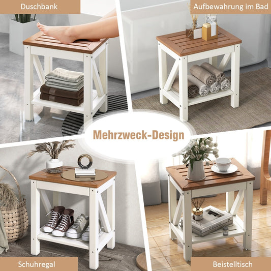 Coast douchebank badkamerbank met plank tot 150 kg veerkrachtige waterdichte badkamerbank 43 x 32 x 47 cm