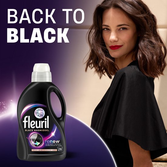 Fleuril Black – Flüssigwaschmittel – Dunkle und schwarze Wäsche – 54 Waschgänge – Großpackung