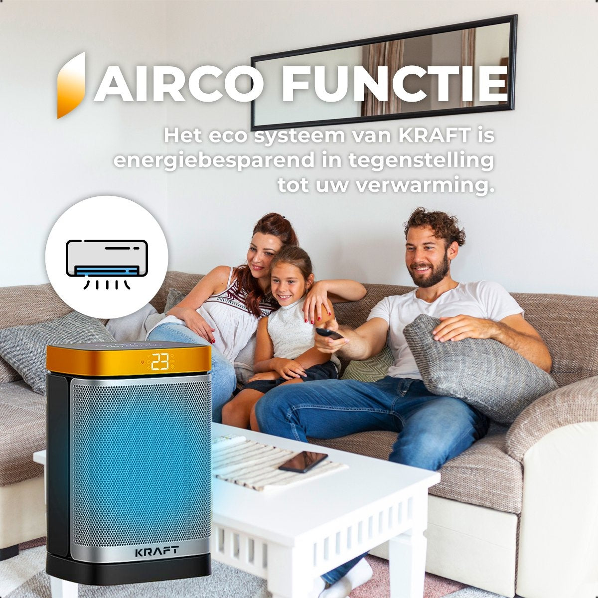 KRAFT Elektroherd Keramischer Heizlüfter - Terrassenheizung - Elektroheizung - 1500W - 70° Drehfunktion