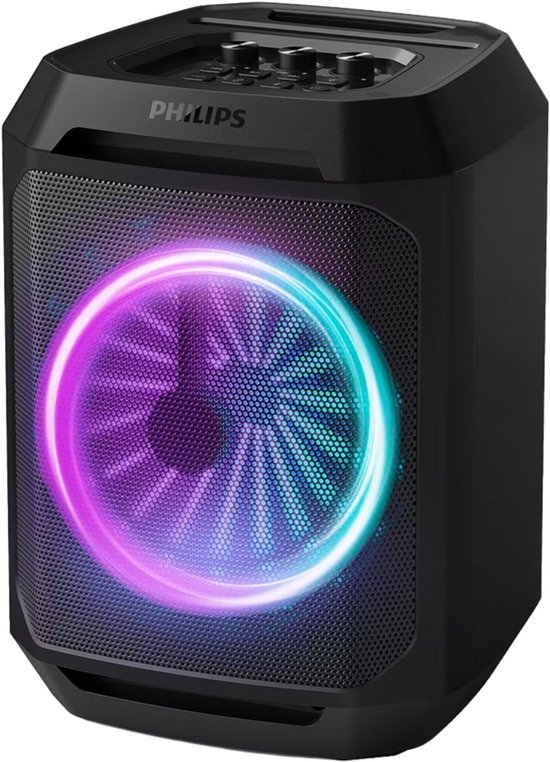 Philips Bluetooth Party Lautsprecher - Karaoke - Party-Lichter - DBB Bass Boost - Bis zu 7 Stunden Spielzeit - Schwarz