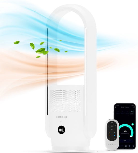 Samako - 3-in-1 Luftreiniger, Ventilator & Heizung - 2000W - Hepa 13 Filter - Inklusive Fernbedienung und App - weiß