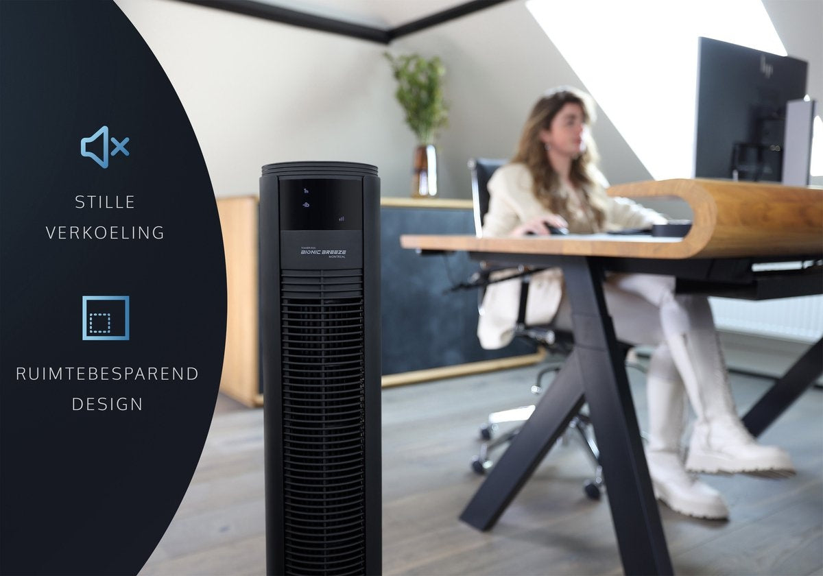 JAP Appliances - Leiser Turmventilator - Fernbedienung und Timer - Oszillierender Säulenventilator - schwarz mattiert