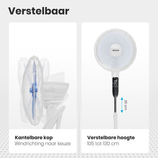 Auronic Tripod Fan - Standventilator mit Fernbedienung - Timer - 50W - 53dB - Weiß