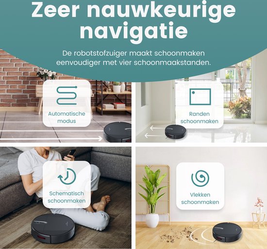 Samako Wisch-Roboterstaubsauger TurboFlow - Staubsaugerroboter mit Wischfunktion - Wischroboter mit Ladestation - Roboter Staubsauger - Reinigungsroboter - App - Ladestation - 4-in-1