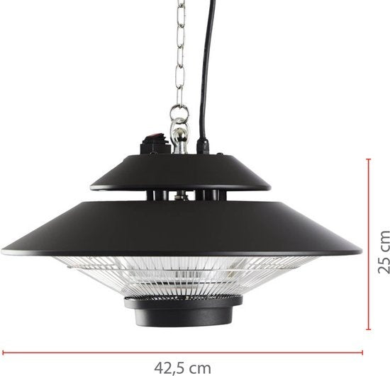 alpina - Infrarotheizung - Terrassenstrahler - IP44 Spritzwassergeschützt - 1500W - Schwarz