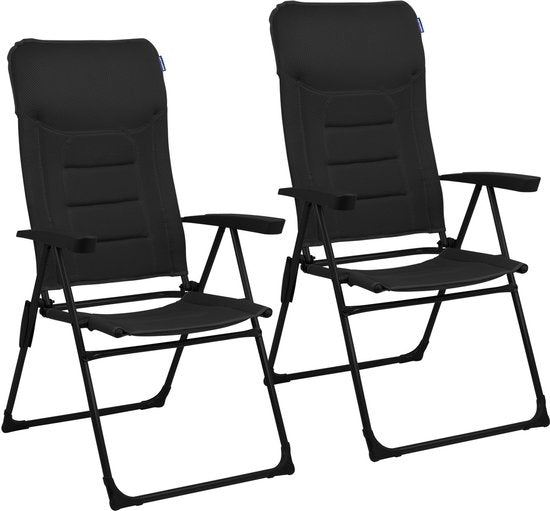 TRVLMORE Campingstuhl - 7 Positionen - Duo Pack - 120 kg Belastbarkeit - Liegeposition - Klappstuhl - Klappstuhl - Schwarz