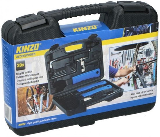 Kinzo Fahrrad-Reparaturset - 20-teilig - im praktischen Koffer