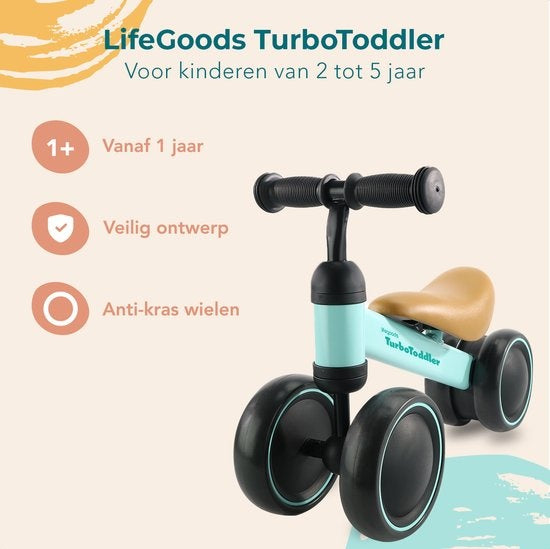 LifeGoods TurboToddler Balance Bike - Spielzeug ab 1 Jahr - Kinder Roller - Mintgrün