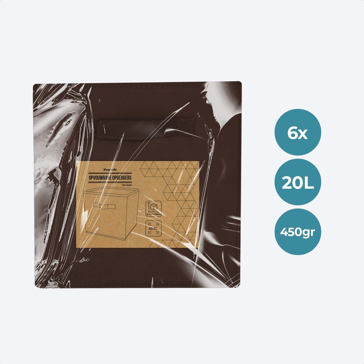 LifeGoods Kleiderschrank-Organisatoren - 6 Stück - 20L - Textil - Braun