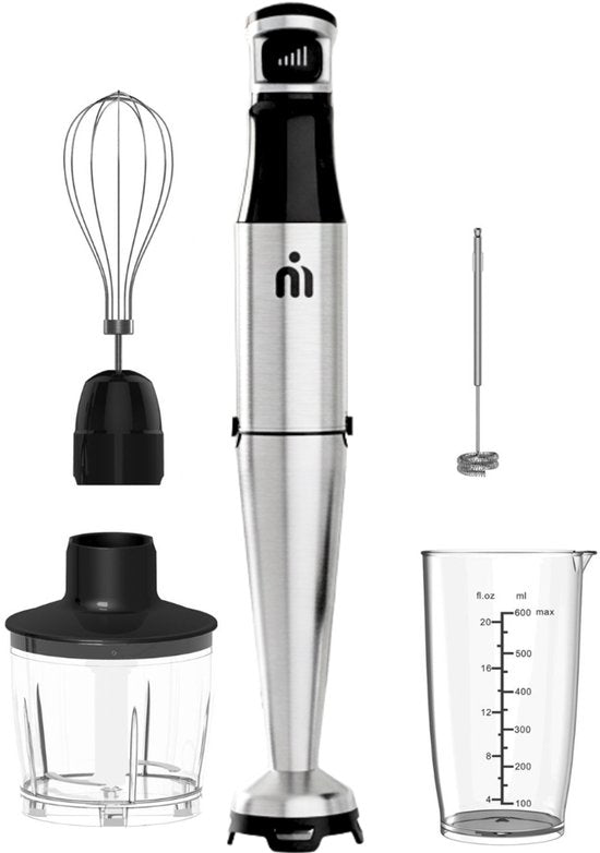 MATTI® - Stabmixer-Set 5in1 - Elektrischer Stabmixer - Zerkleinerer - Mixer - Milchaufschäumer - 1500W
