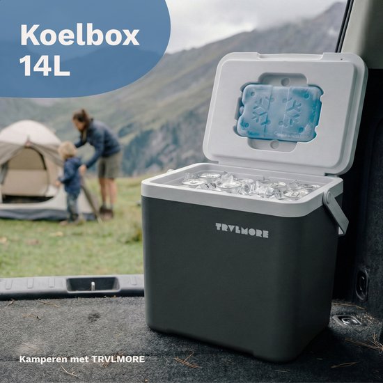 TRVLMORE Cool Box 14L - 47 Stunden Kühlung - Kühlbox - Inklusive Kühlelement - Cool Box Small - Anthrazit