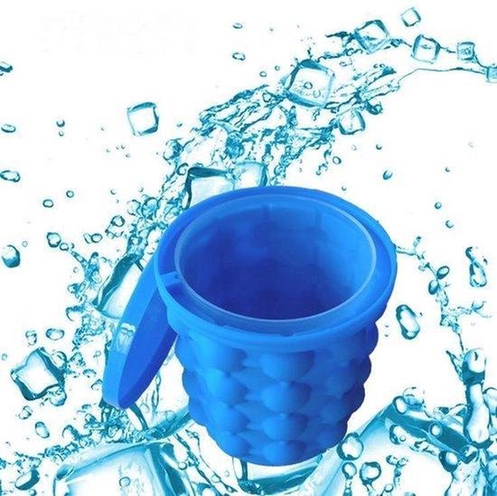 Shop-Story - Eiskübel/Eiswürfelbereiter - Getränkekühler - 2 in 1 Silikoneimer - Blau