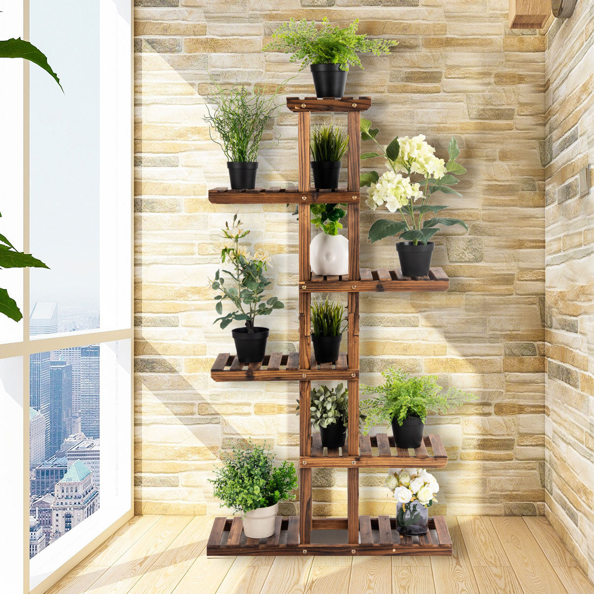 Küste Pflanze Treppe Holz Natur 75x25x140cm