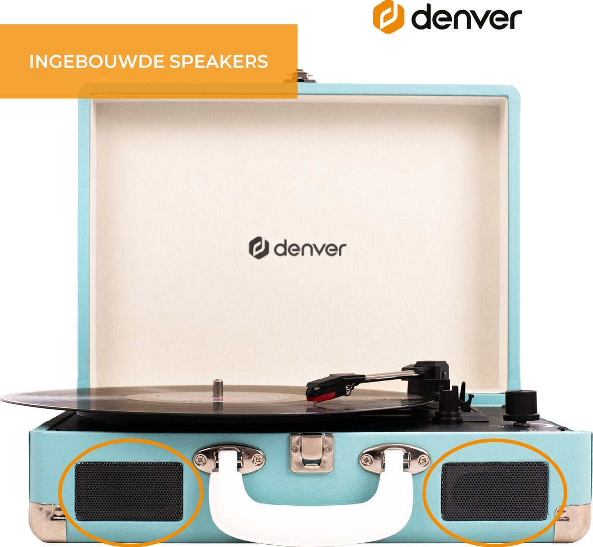 Denver Plattenspieler - Integrierte Lautsprecher - Inkl. PC-Software - Autostopp - Retro - VPL120 - Blau