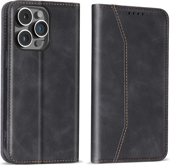 Podec Case mit Kartenhalter geeignet für iPhone 12 Pro Max Schwarz Phone Case - Anti-Shock Bookcase Cover mit 1x Displayschutzfolie - Wallet Case