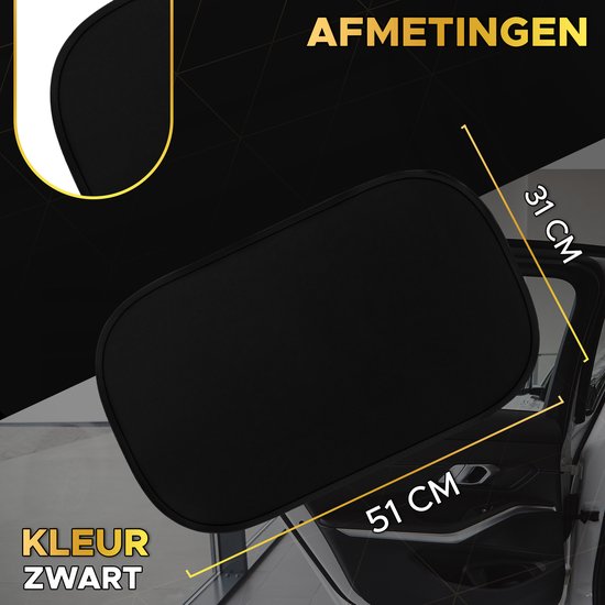 Toivo Car Sunshades 2er-Set - Selbstklebend - 31 x 51 cm - UV-Schutz - Seitenscheiben-Sonnenschutz - Sonnenschutzfenster - Für Kinder und Babys - Schwarz