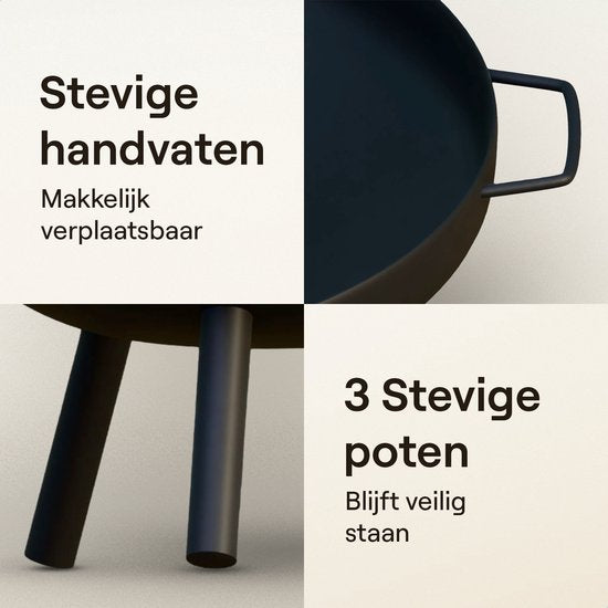 Flowsense Feuerschale - Outdoor Feuerkorb - Gartenkamin - Stimmungsvolle Feuerstelle - Für Garten und Terrasse - Stahl - Ø 58 cm