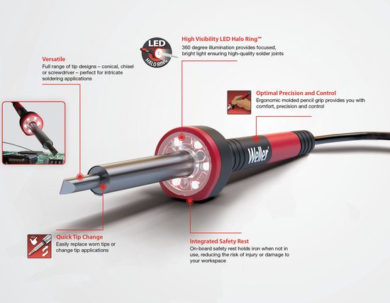 Weller WLIRK6023C - Lötkolben-Set mit LED-Beleuchtung - 230V - 60W - 425°C