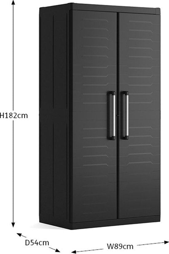 Keter Detroit XL Hochschrank - 4 Fachböden - 89x54x182cm - Schwarz