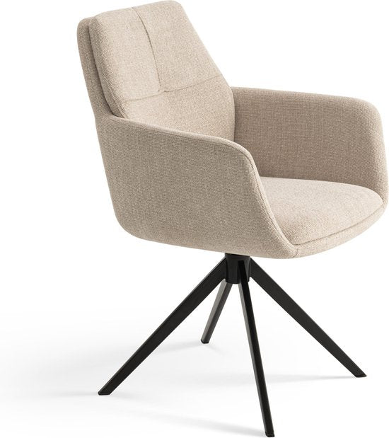 Furnihaus Esszimmer-Drehstuhl Milou mit Armlehne Beige