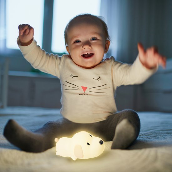 Vulpes Goods® Kinder-Nachtlicht - LED-Licht & 8 Farben - Babyzimmer-Nachtlicht - Welpe - USB wiederaufladbar - Dimmer - Timer - Kabellos - Kinderfreundlich