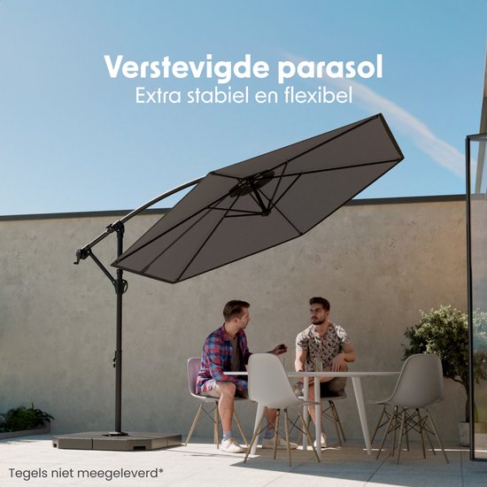 LifeGoods Schwimmender Sonnenschirm - Rund Ø300 cm - UPF 50+ und Wasserdicht - Dunkelgrau