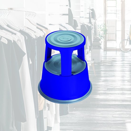 BRASQ Tritthocker Premium Blau - Kapazität 150 kg - Tritthocker - Elefantenfuß - Bürohocker - Rolltreppe - Hocker - Metall