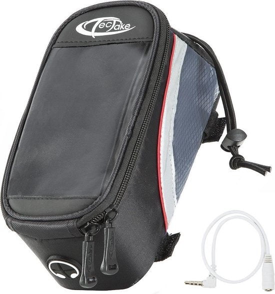 tectake - Rahmentasche Fahrradtasche für z.B. Smartphone etc. schwarz rot M 401608