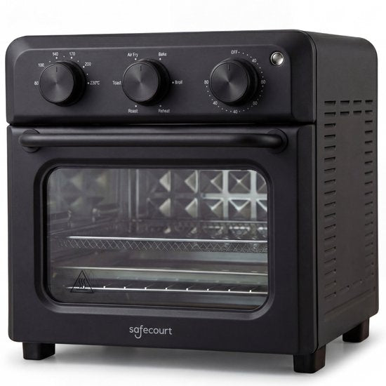 Safecourt 6-in-1 Airfyer Ofen - 100% PFAS-frei - 6 Programme - 80 bis 230 Grad - Airfryer, Backen, Braten, Toasten, Grillen & Aufwärmen - Schwarz